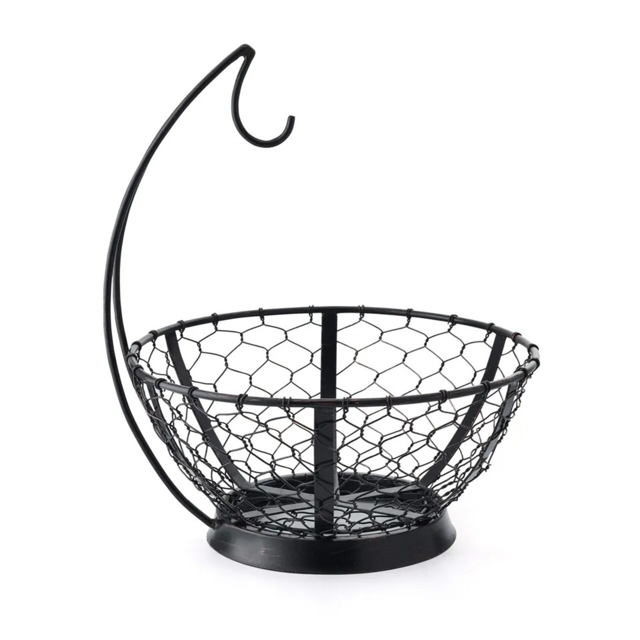 Gourmet Basics by Mikasa Farmer's Market Fruit Basket with Banana Hook, Black